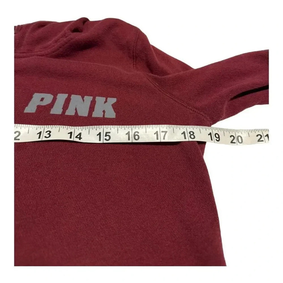 Victoria's Secret PINK Size Small Burgundy French Terry Zip Up Hoodie - Picture 6 of 6